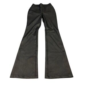 Spanx Faux Leather Flare Pants Womens Size S Black High Rise Slimming 20457R